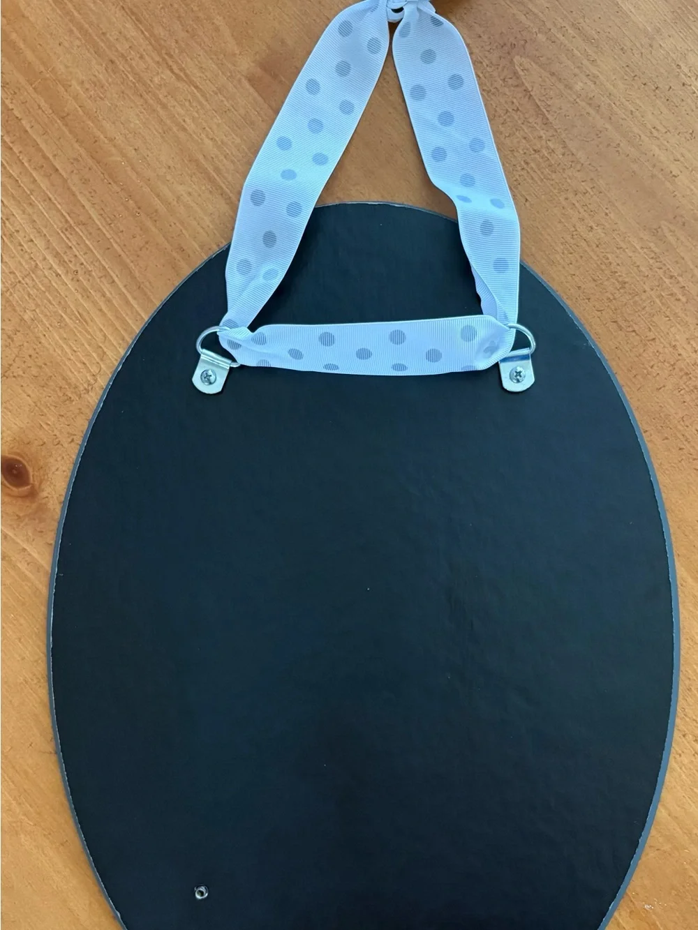 Pottery Barn Vintage Oval Hanging Mirror Polka Dot With Bow Detail